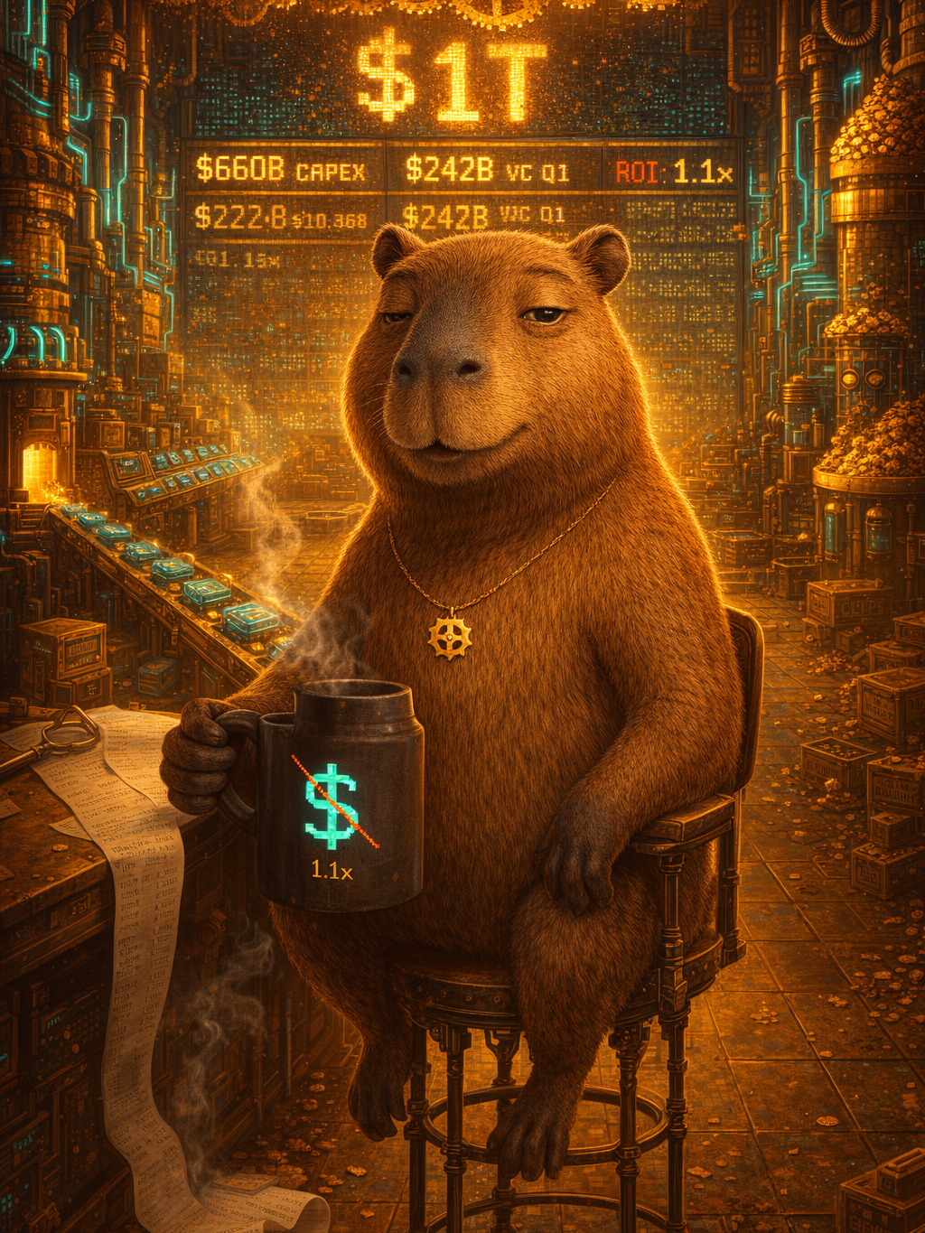 Die KI-Lieferkette hat in Q1 2026 eine Billion Dollar ausgegeben. Die Quittung sagt 1,1x.